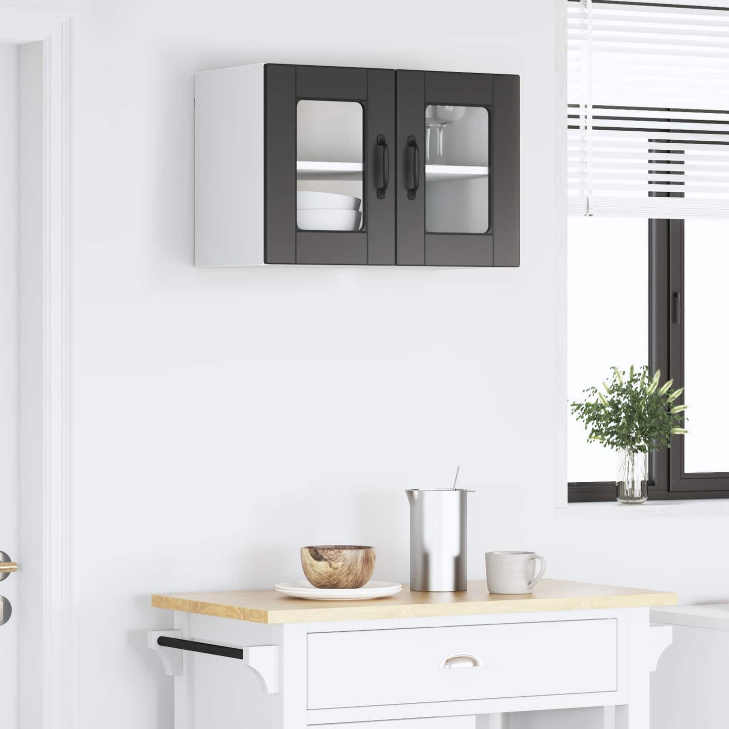 vidaXL Küchenschrank mit Regal Schwarz 60 x 31 x 40 cm Holzwerkstoff