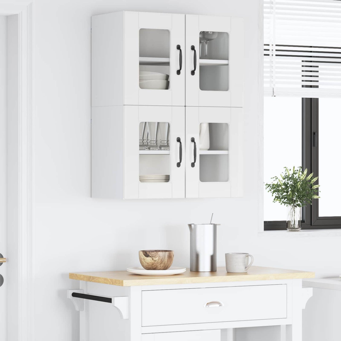 vidaXL Küchenschrank mit Regal 2 pcs Hochglanz Weiß 60 x 31 x 40 cm