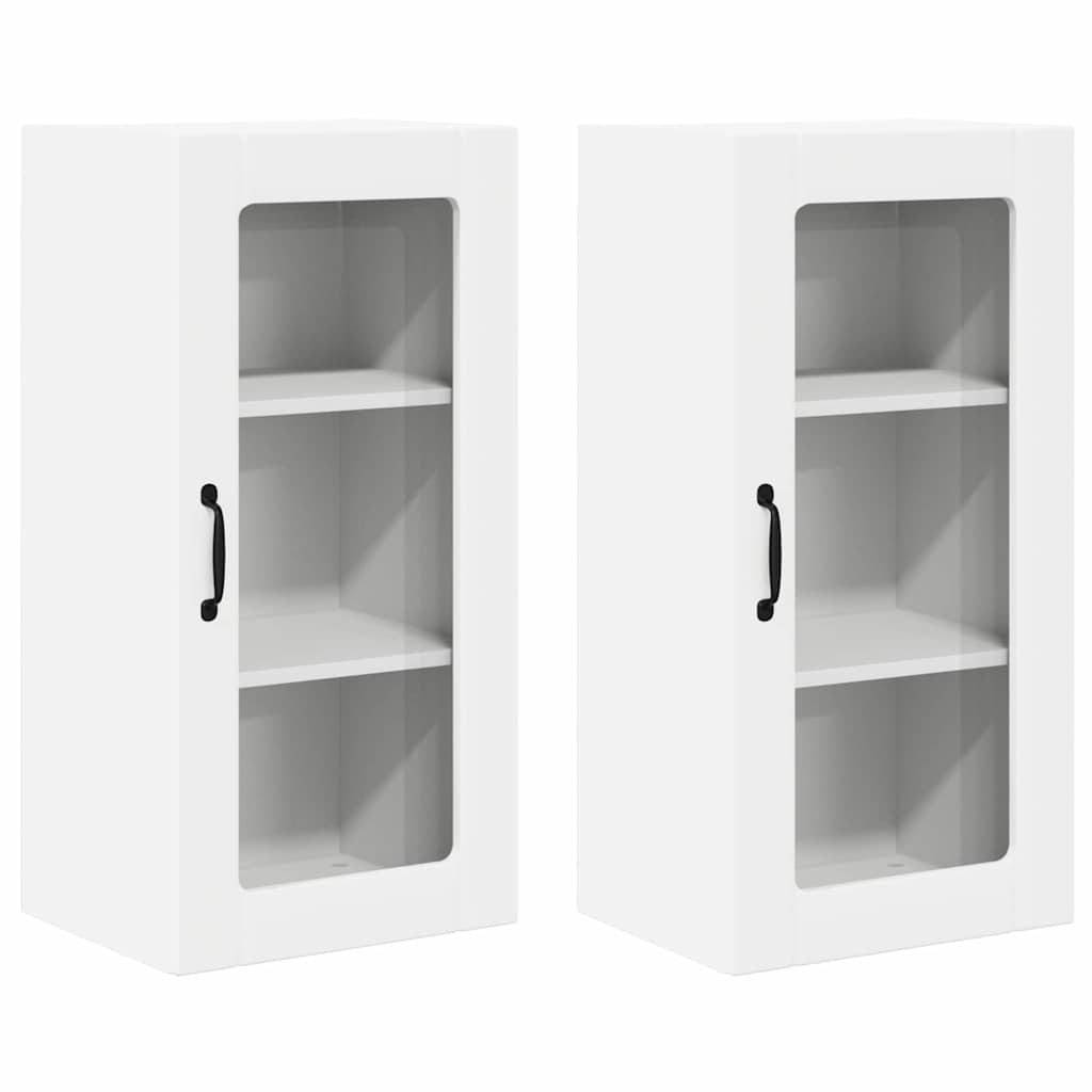 vidaXL Meuble de cuisine avec porte 2 pcs Blanc 40 x 31 x 80 cm Bois d'ingénierie
