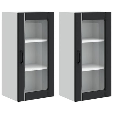 vidaXL Küchenschrank 2 pcs Schwarz 40 x 31 x 80 cm Holzwerkstoff
