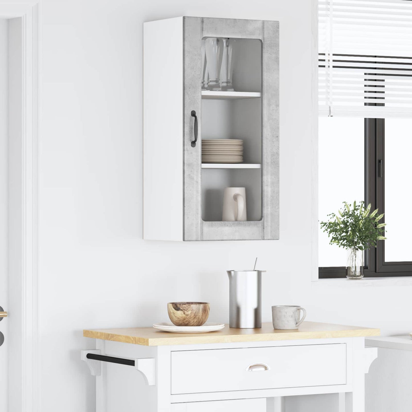 vidaXL Küchenschrank mit Tür Beton Grau 40 x 31 x 80 cm Holzwerkstoff