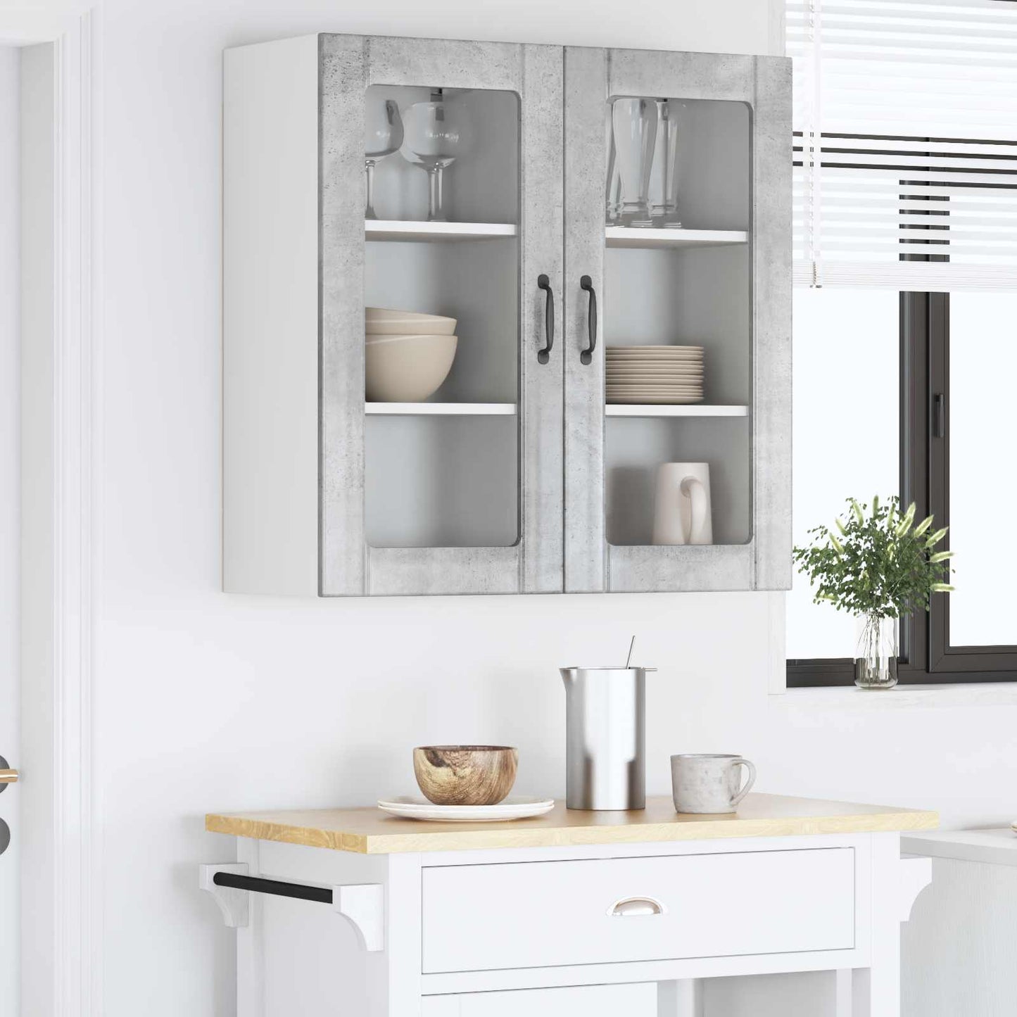 vidaXL Meuble de cuisine 2 pcs gris béton 40 x 31 x 80 cm bois d'ingénierie