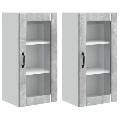 vidaXL Meuble de cuisine 2 pcs gris béton 40 x 31 x 80 cm bois d'ingénierie