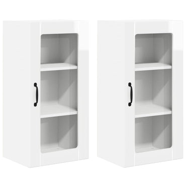 vidaXL Küchenschrank mit Regal 2 pcs Hochglanz Weiß 40 x 31 x 80 cm