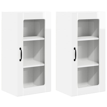 Meuble de cuisine avec étagère vidaXL 2 pcs Blanc brillant 40 x 31 x 80 cm