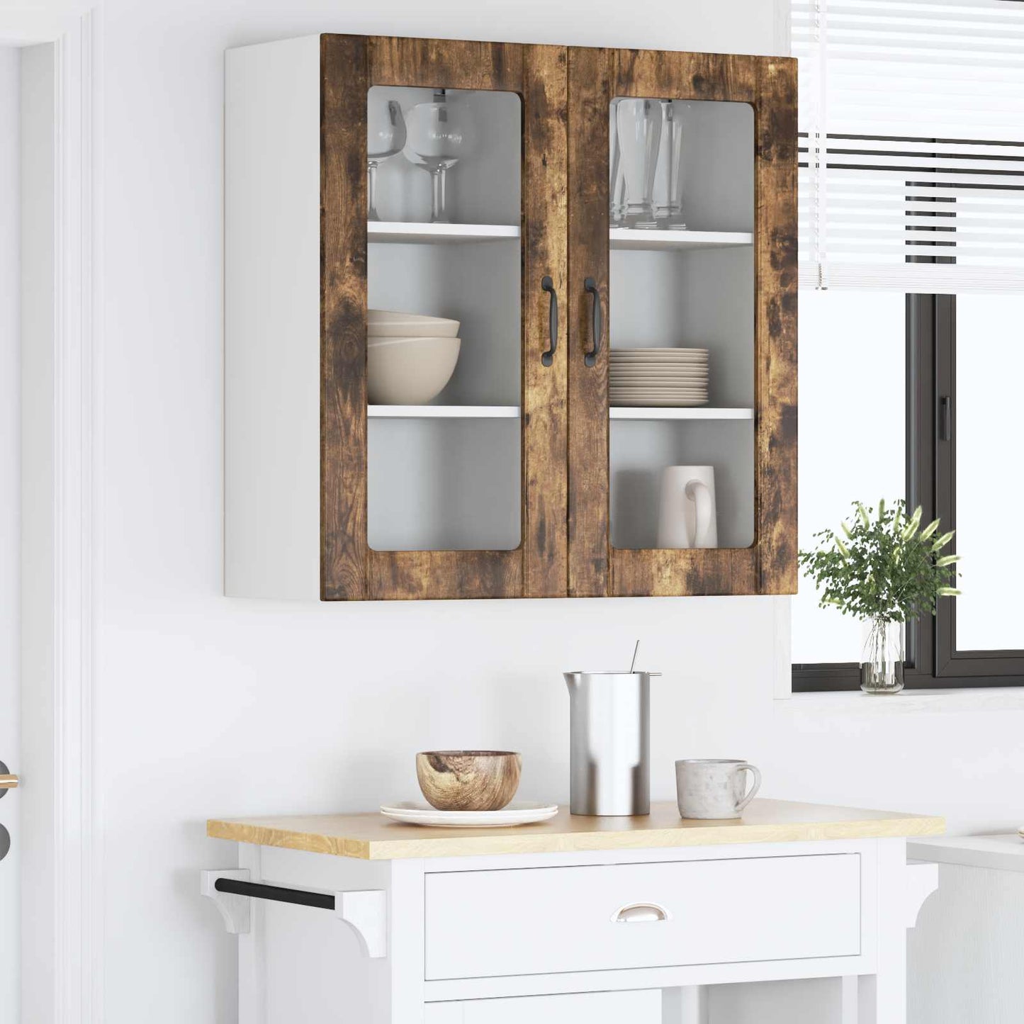 vidaXL Küchenschrank mit Regal 2 pcs Geräucherte Eiche 40 x 31 x 80 cm