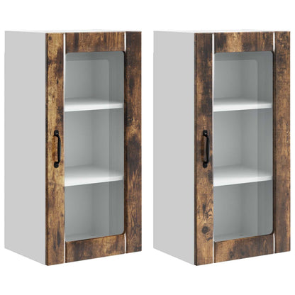 vidaXL Küchenschrank mit Regal 2 pcs Geräucherte Eiche 40 x 31 x 80 cm