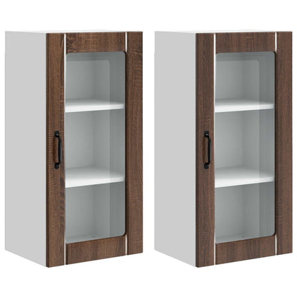 vidaXL Küchenschrank mit Tür 2 pcs Braun Eichen-Optik 40 x 31 x 80 cm