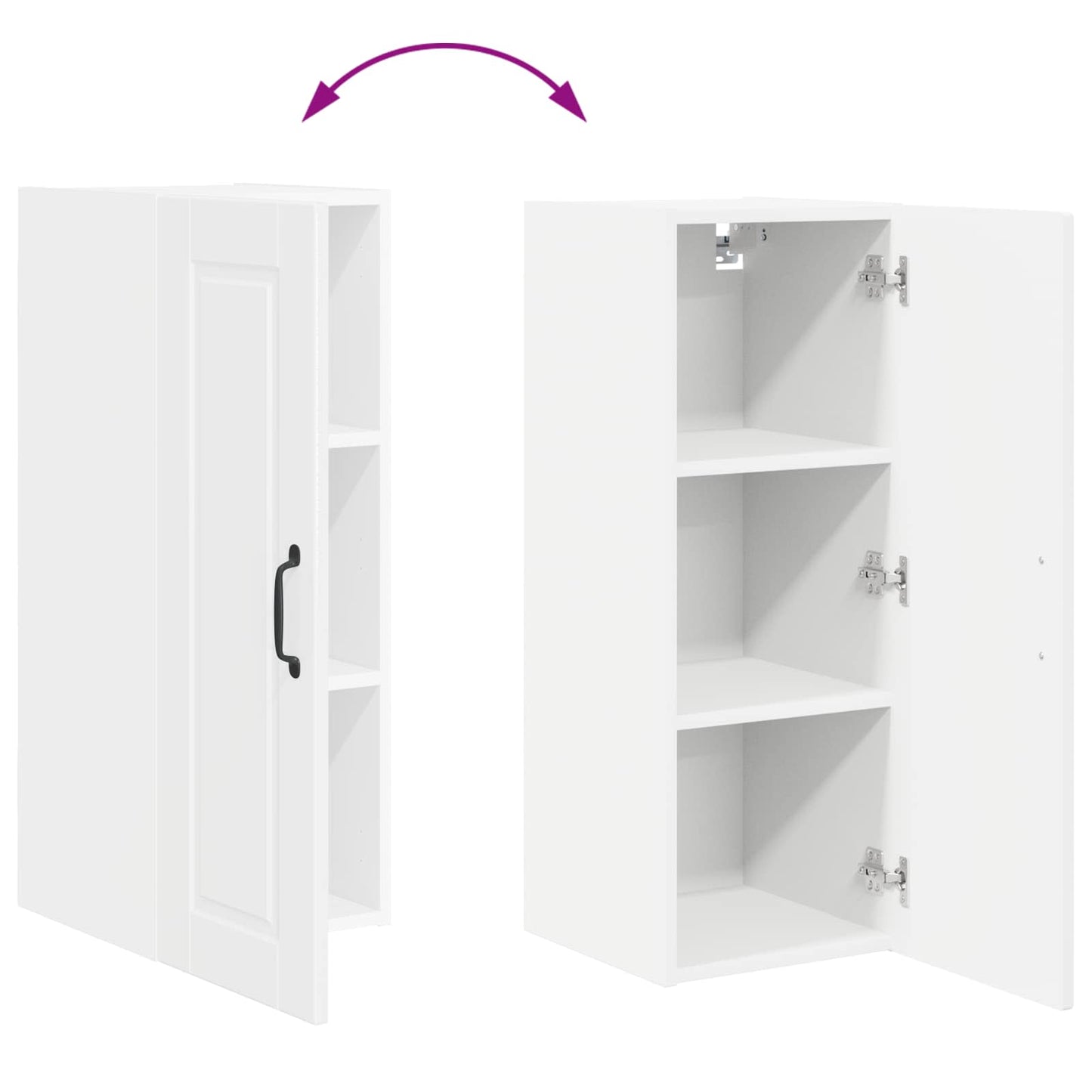 vidaXL Küchenschrank mit Regal 2 pcs Hochglanz Weiß 30 x 31 x 80 cm