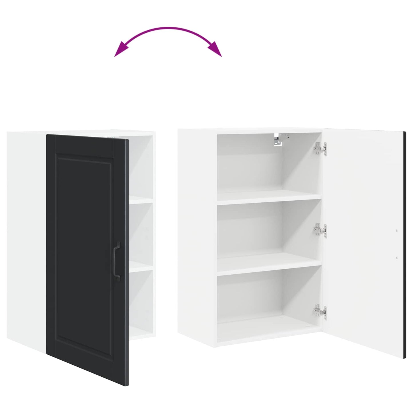 vidaXL Küchenschrank mit Regal Schwarz 50 x 31 x 80 cm Holzwerkstoff