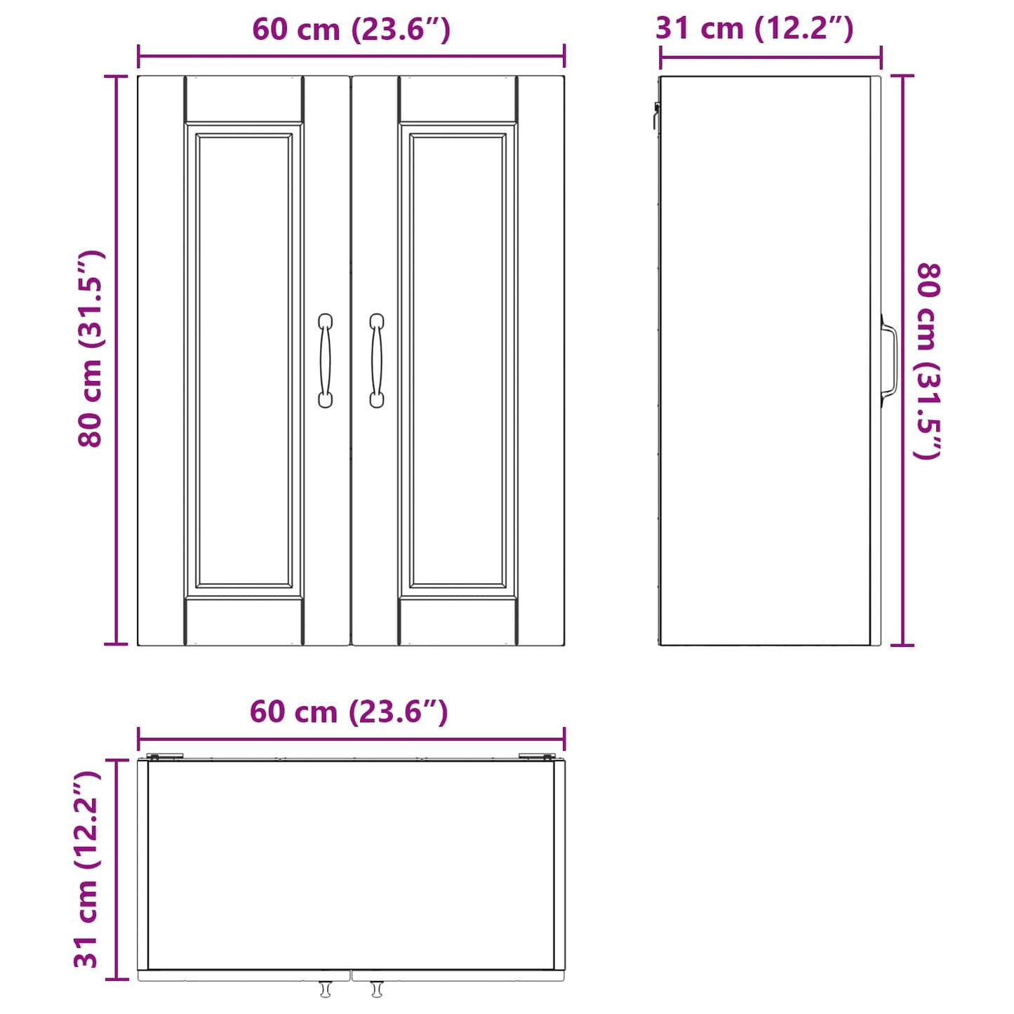 vidaXL Küchenschrank Sonoma-Eiche 60 x 31 x 80 cm Holzwerkstoff