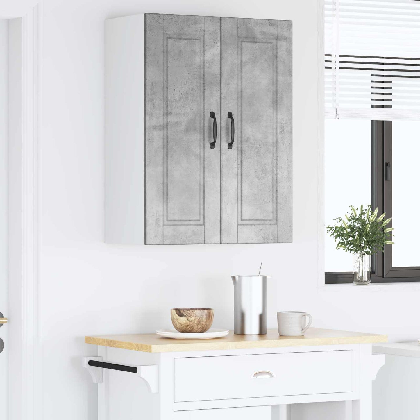 vidaXL Küchenschrank mit Tür Beton Grau 60 x 31 x 80 cm Holzwerkstoff