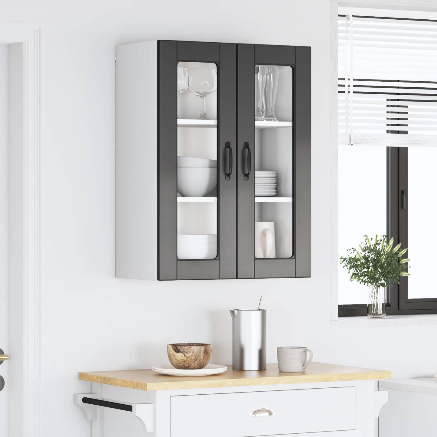 vidaXL Küchenschrank mit Regal Schwarz 60 x 31 x 80 cm Holzwerkstoff