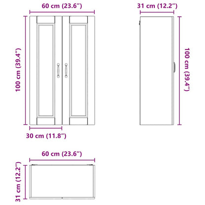 vidaXL Küchenschrank Hochglanz Weiß 60 x 31 x 100 cm Holzwerkstoff