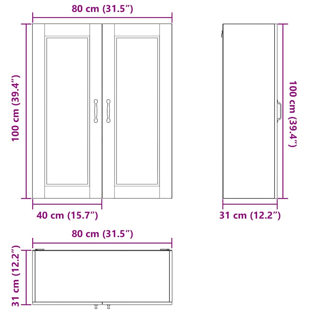 vidaXL Küchenschrank mit Regal Weiß 80 x 31 x 100 cm Holzwerkstoff