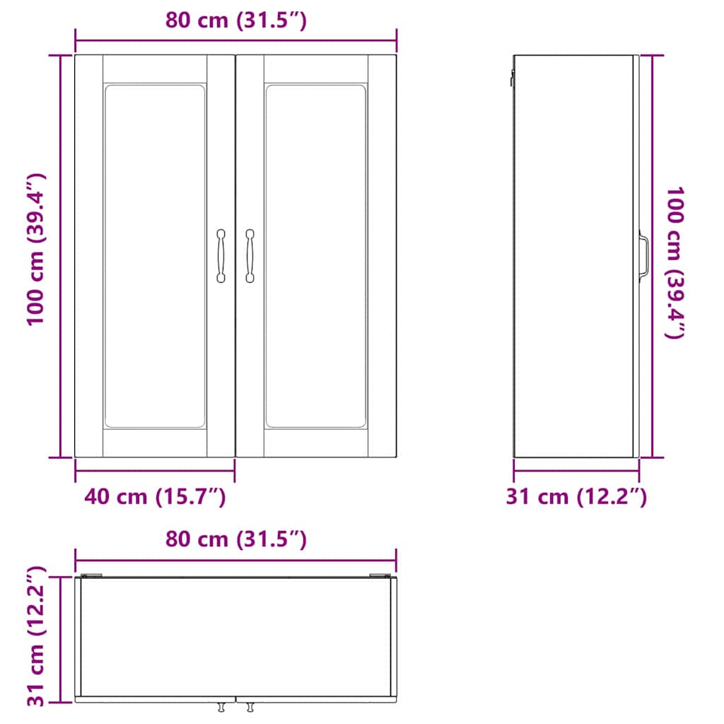 vidaXL Küchenschrank mit Regal Weiß 80 x 31 x 100 cm Holzwerkstoff