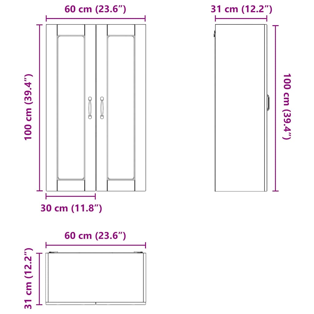 vidaXL Küchenschrank mit Regal Altholz 60 x 31 x 100 cm Holzwerkstoff