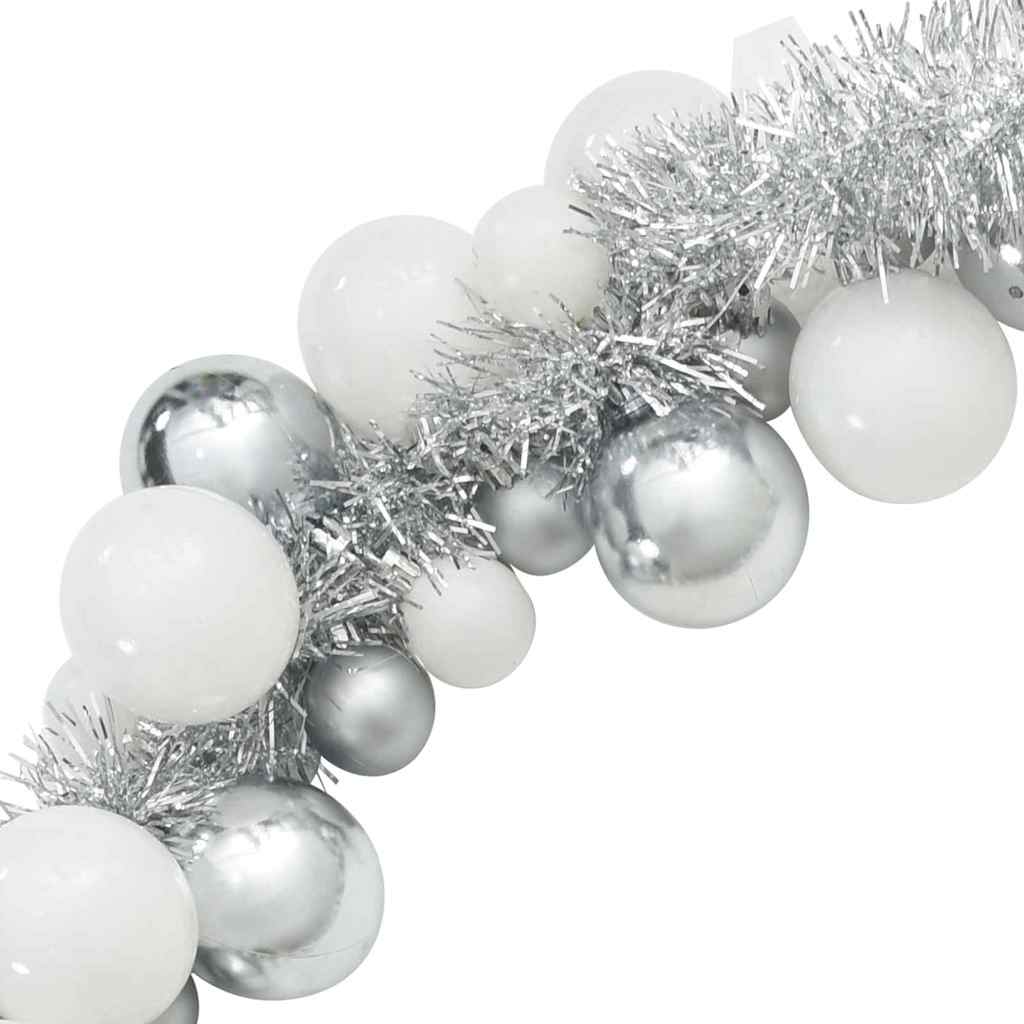 Weihnachtskugelgirlande Weiß und Silber 186 cm Polystyrol