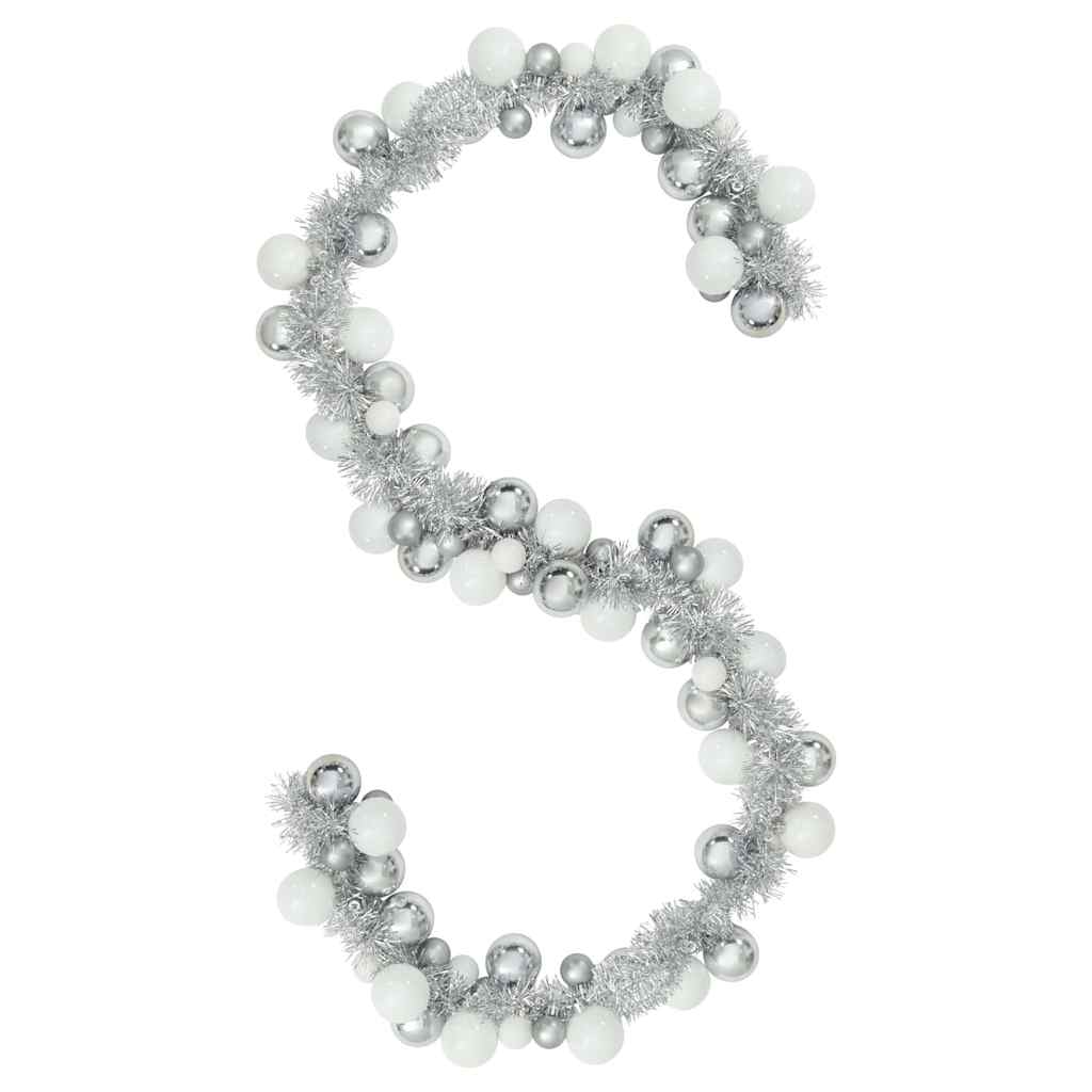 Weihnachtskugelgirlande Weiß und Silber 186 cm Polystyrol