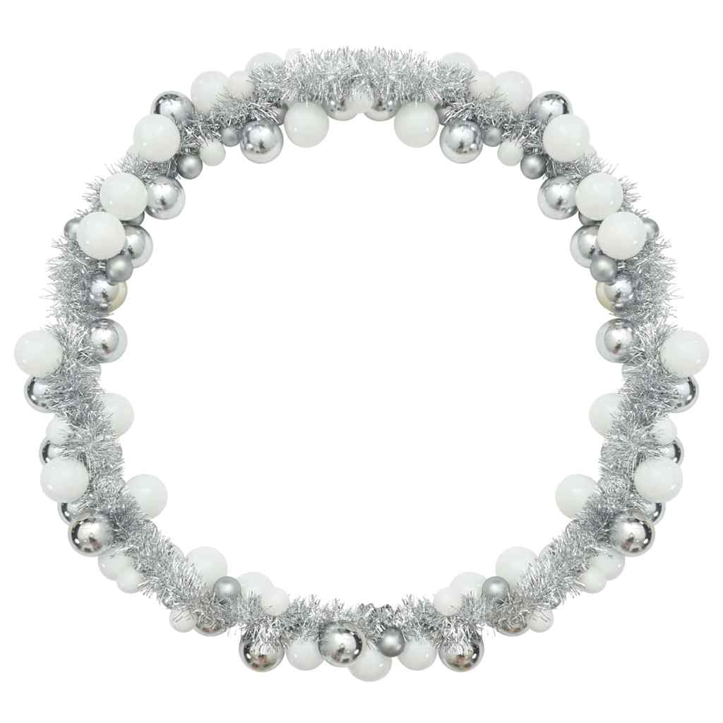 Weihnachtskugelgirlande Weiß und Silber 186 cm Polystyrol
