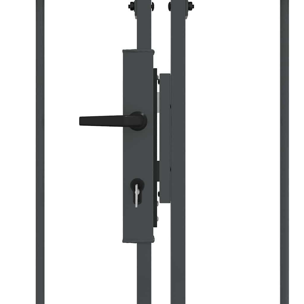 Gartentor mit gewölbtem Oberteil Grau 400 x 100 cm Stahl