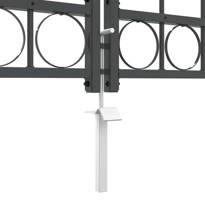 Gartentor mit gewölbtem Oberteil Grau 400 x 100 cm Stahl