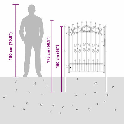 Zauntor mit Speer-Top mit Schloss Grau 103 x 175 cm Stahl