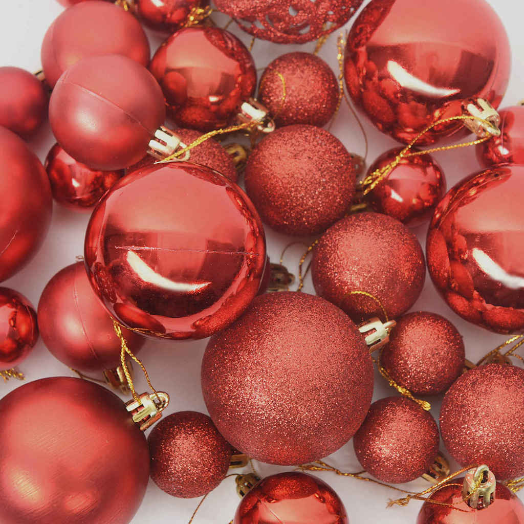 Weihnachtskugel-Set mit 300 LEDs 120 pcs Rot Kunststoff