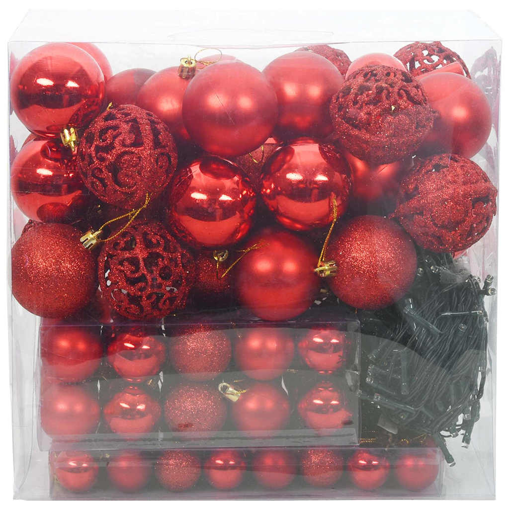 Weihnachtskugel-Set mit 300 LEDs 120 pcs Rot Kunststoff