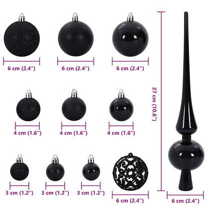 Weihnachtskugel-Set mit 300 LEDs 120 pcs Schwarz Kunststoff