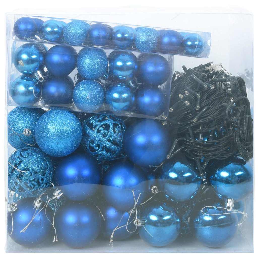 Weihnachtskugel-Set mit 300 LEDs 120 pcs Blau Kunststoff