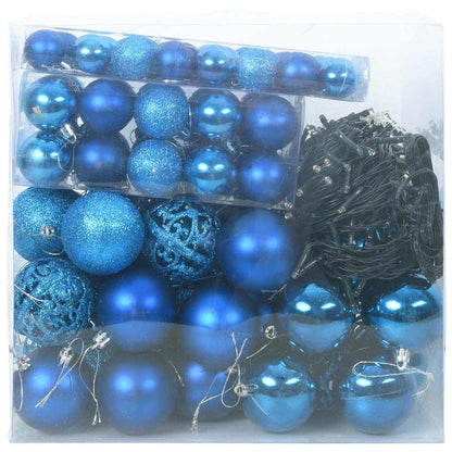 Weihnachtskugel-Set mit 300 LEDs 120 pcs Blau Kunststoff