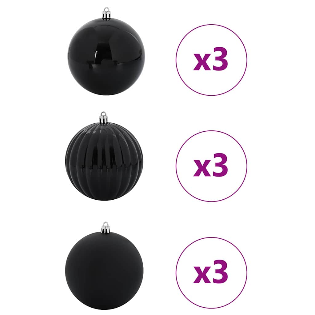 Weihnachtsbaum Ornament Set XL 9 pcs Schwarz Kunststoff