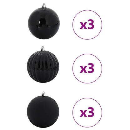 Weihnachtsbaum Ornament Set XL 9 pcs Schwarz Kunststoff