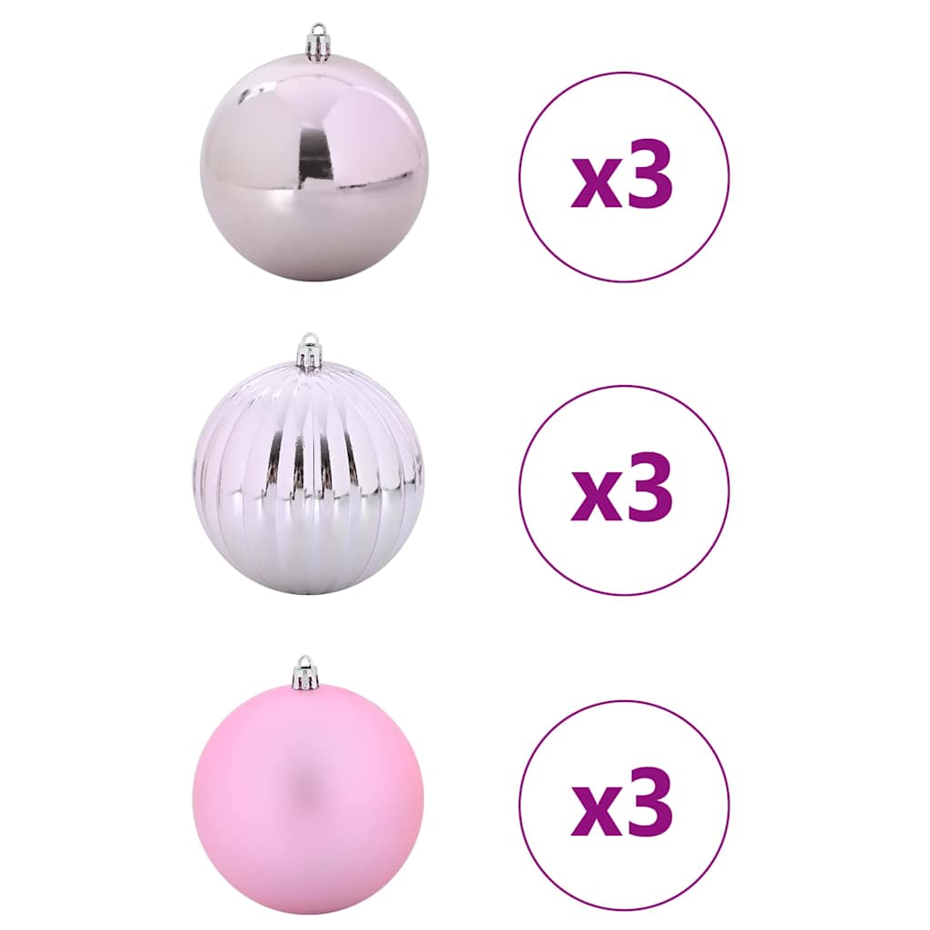 Weihnachtskugelset XL 9 pcs Rosa Kunststoff