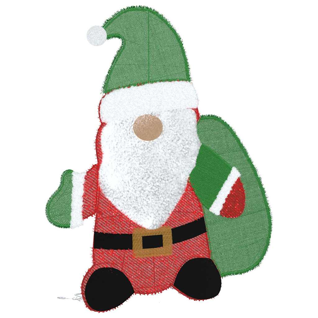 Beleuchteter Weihnachtsmann Warmes Weiß 70 x 62 cm Lamé-Stoff