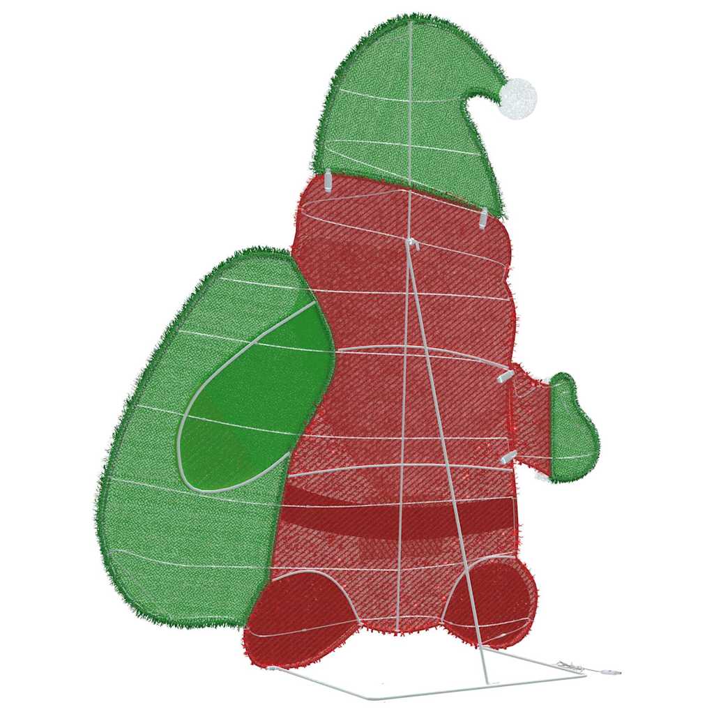 Beleuchteter Weihnachtsmann Warmes Weiß 70 x 62 cm Lamé-Stoff