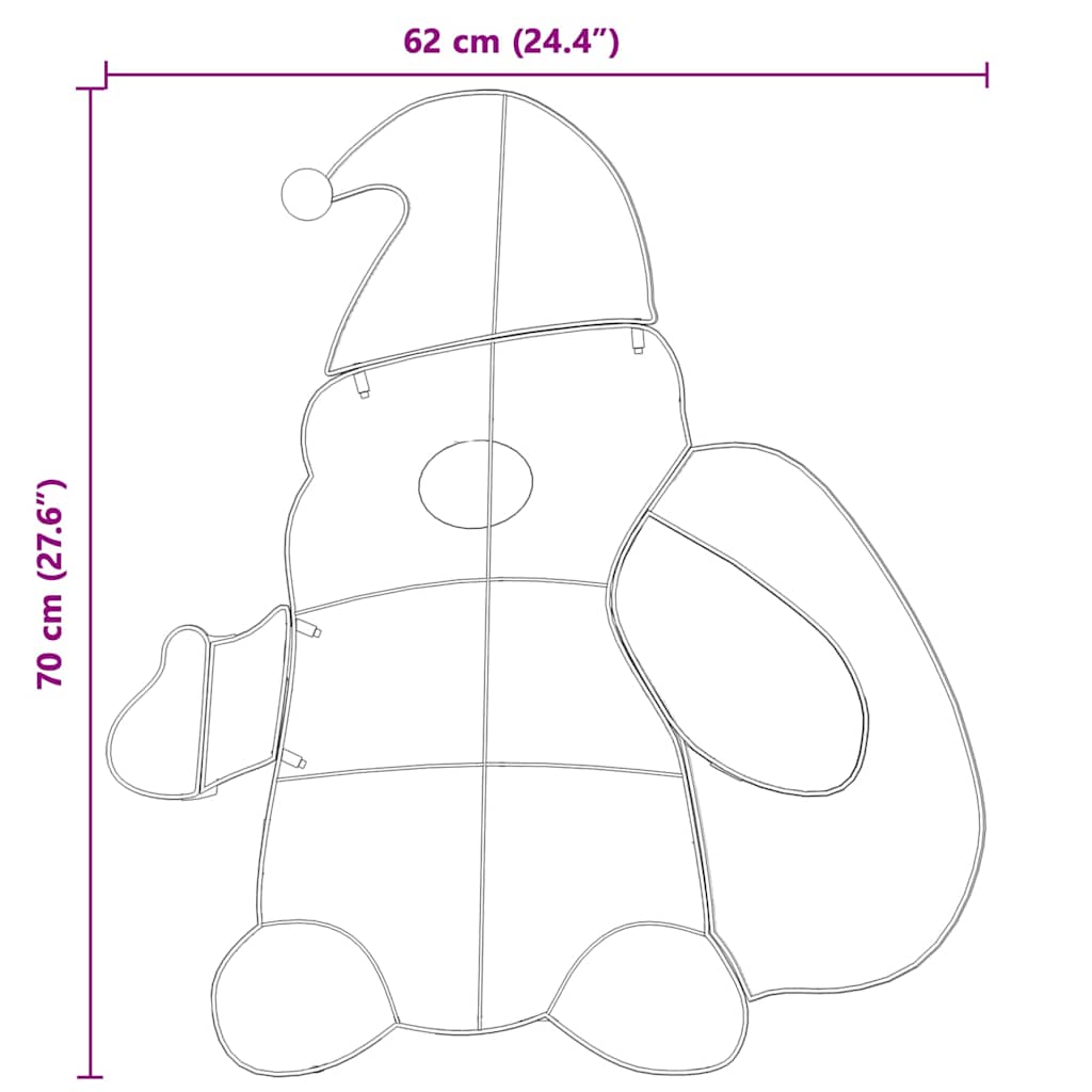 Beleuchteter Weihnachtsmann Warmes Weiß 70 x 62 cm Lamé-Stoff