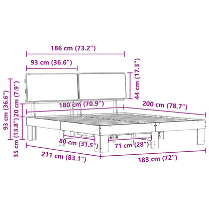 Bettgestell mit gepolstertem Kopfteil Taupe 180 x 200 cm