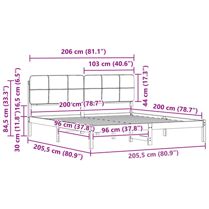 Bettgestell mit gepolstertem Kopfteil Schwarz 200 x 200 cm