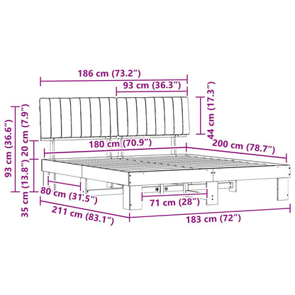 Bettgestell mit gepolstertem Kopfteil Schwarz 180 x 200 cm