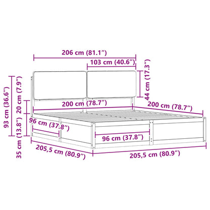 Bettgestell mit gepolstertem Kopfteil Taupe 200 x 200 cm