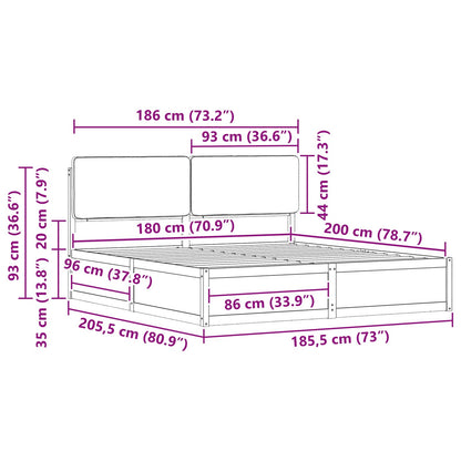 Bettgestell mit gepolstertem Kopfteil Hellgrau 180 x 200 cm