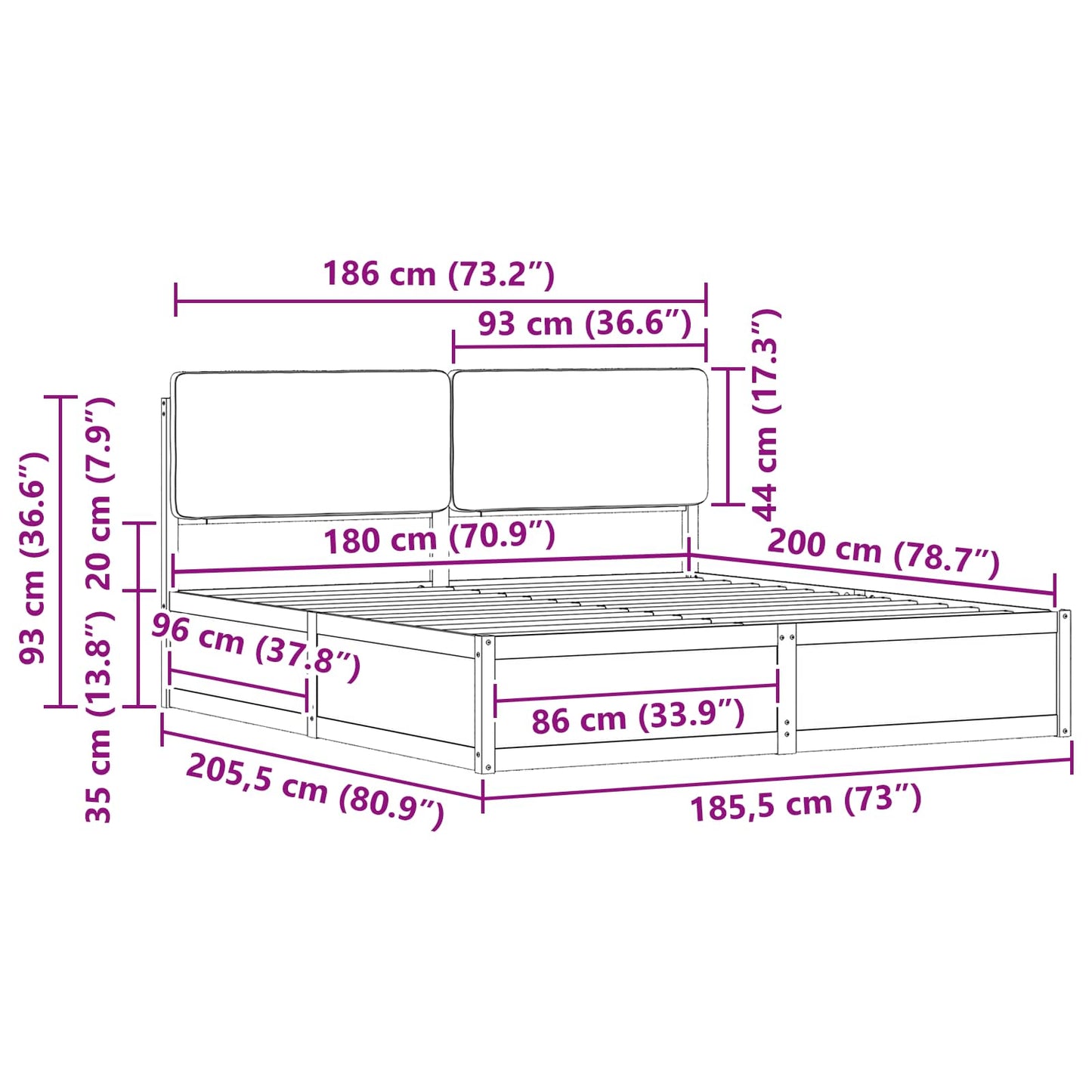Bettgestell mit gepolstertem Kopfteil Taupe 180 x 200 cm
