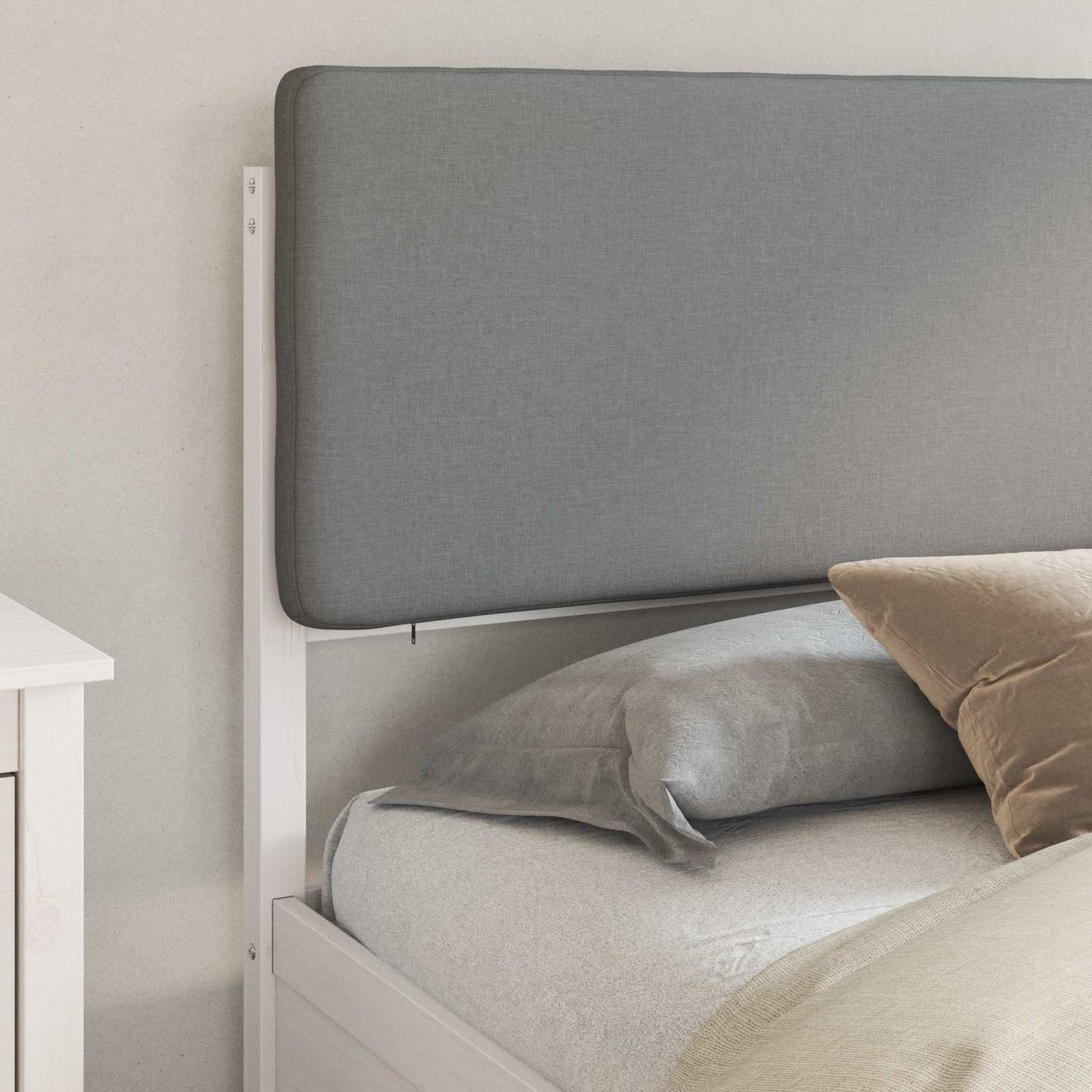 vidaXL Cadre de lit avec tête de lit rembourrée Gris clair 180 x 200 cm