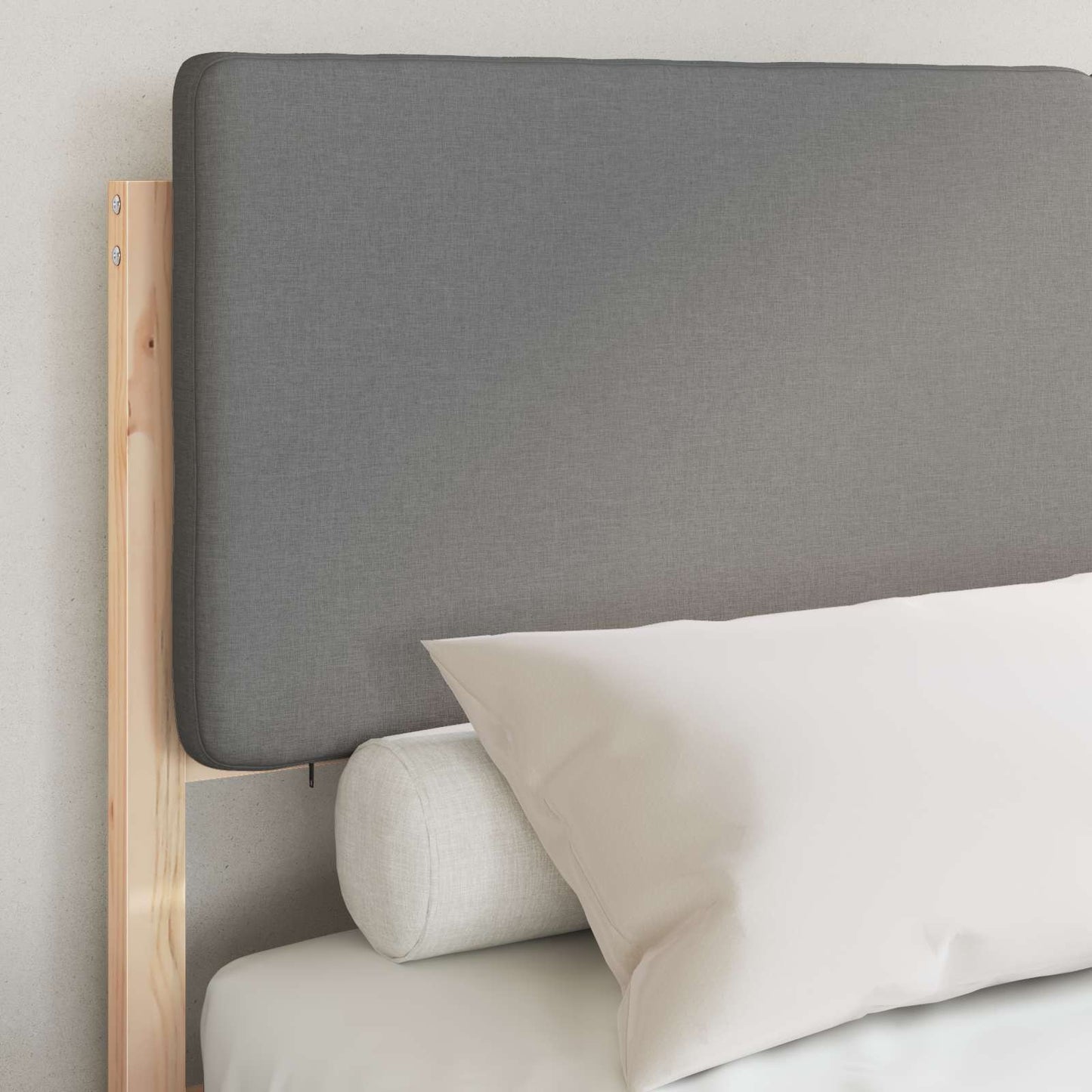 Bettgestell mit gepolstertem Kopfteil Hellgrau 150 x 200 cm