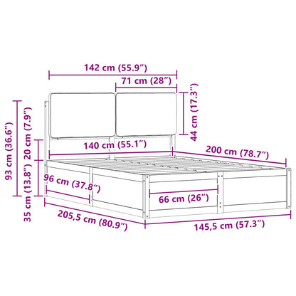 Bettgestell mit gepolstertem Kopfteil Hellgrau 140 x 200 cm