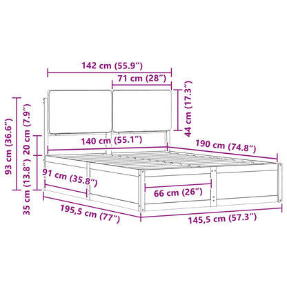 Bettgestell mit gepolstertem Kopfteil Hellgrau 140 x 190 cm