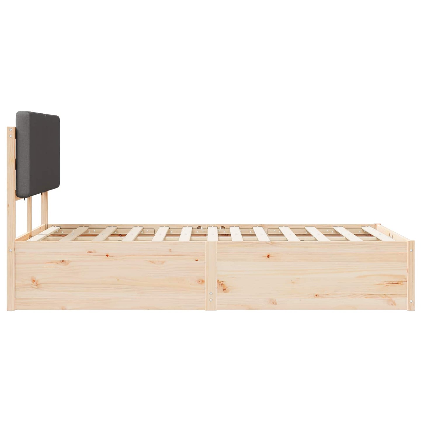 Bettgestell mit gepolstertem Kopfteil Dunkelgrau 135 x 190 cm