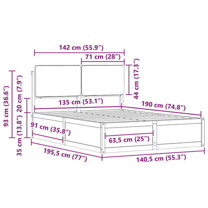 Bettgestell mit gepolstertem Kopfteil Taupe 135 x 190 cm